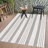 BUAGETUP BUAGETUP Grey and White Striped Outdoor Patio Rug 4'