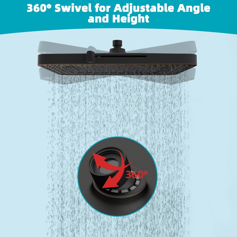 Hibbent 5 Spray Modes Shower Head, 13'' High Pressure Rain
