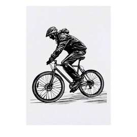 'Cyclist Side View' Temporary Tattoo - Water Resistant, Skin-Safe, Non-Toxic Transfer (TO00078769)