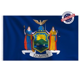 Bradford New York State Flag 3x5 feet Outdoor, 3 Ply Polyester Double Sided New York Flags Heavy Duty, NY State Flags with 2 Brass Grommets for Outsides House Long Lasting