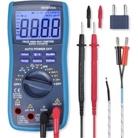 MMOBIEL Multímetro digital profesional CAT III 1000 V CAT IV 600 V - 6000 unidades - Prueba CA/CC, corriente, resistencia, temperatura, continuidad, pruebas de transistor, incluye cables de prueba, fusibles y correa magnética
