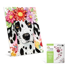 KEYIFA Tabletop Diamond Art Painting Kit, Cute Spotted Dog, Stand Up Rhinestone Gem Art Craft Kit for Adults, DIY Special Crystal Diamond Desk Placement Ornament Table Decoration