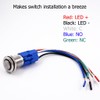 Momentary Push Button Switch, URTONE UR198, 1NO1NC Stainless Steel Shell