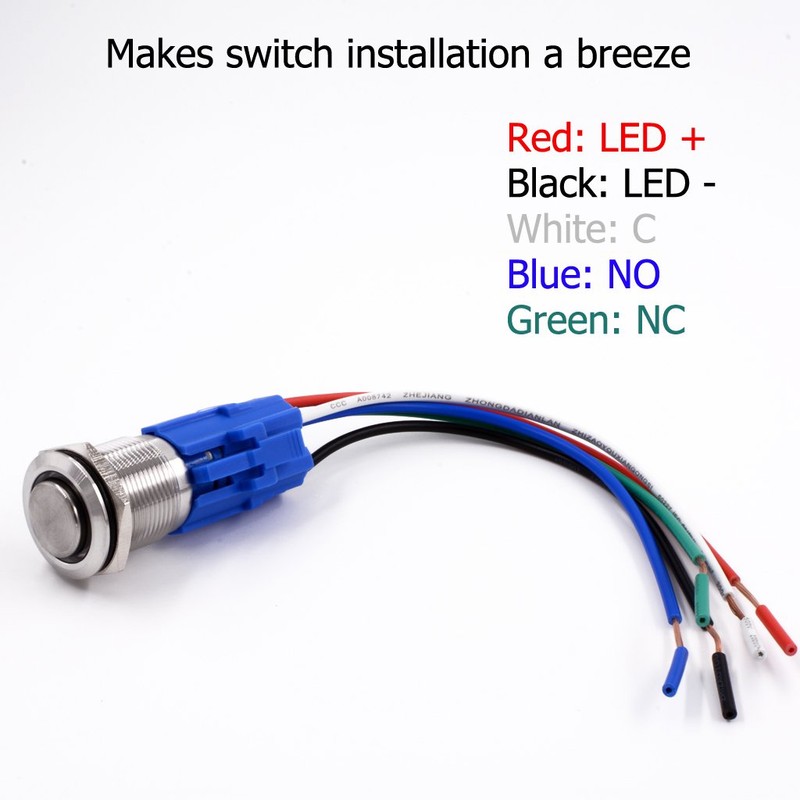 Momentary Push Button Switch, URTONE UR198, 1NO1NC Stainless Steel Shell