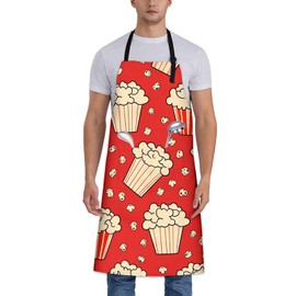 Turamurra Popcorn Apron for Women Men 28x33in, Kitchen Chef Aprons with 2 Pockets, Polyester, Fun Movie Popcorn Apron for Cooking BBQ Baking Gardening Chef, Gifts for Mom Wife Dad