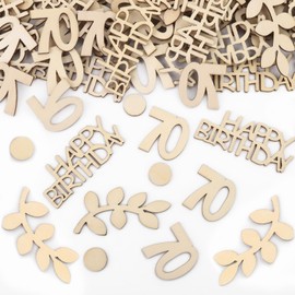 GoldRock Wooden Confetti 70th Birthday Decoration Large 1.5 cm - 6.3 cm, Decoration 70th Birthday Man Woman, Pack of 100 Confetti 70th Birthday, Table Decoration 70th Birthday Decoration, 70th