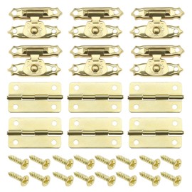 The Lord of the Tools 36Pcs Box Latch Hasps & Hinges with Screws Antique Small Hinges Vintage Door Hinges Accessories for Wooden Box Jewelry Box Cabinet Gold
