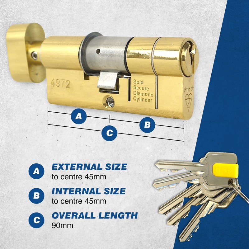 UAP Thumb Turn Euro Cylinder Lock - 3* Kitemarked Euro