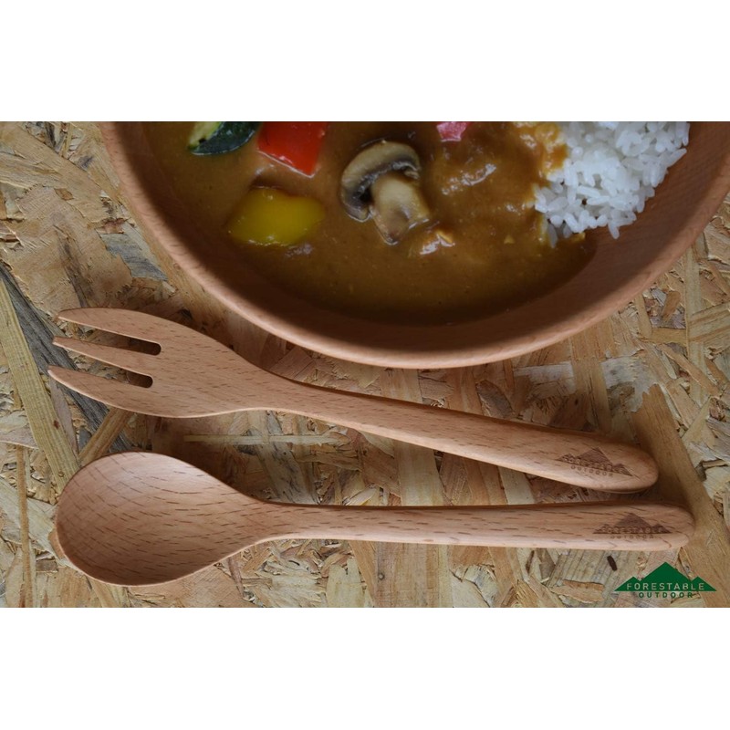FORESTABLE Fork Medium Wood Natural Wood Outdoor Camping