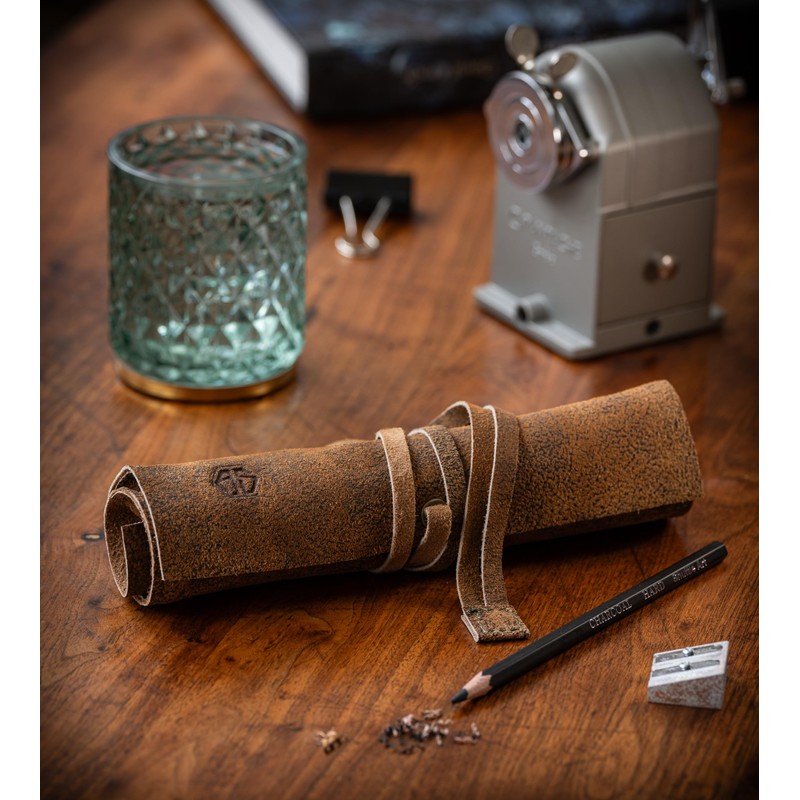 Angus Stoke Leather Roll Bag for Pens, Brushes and Accessories