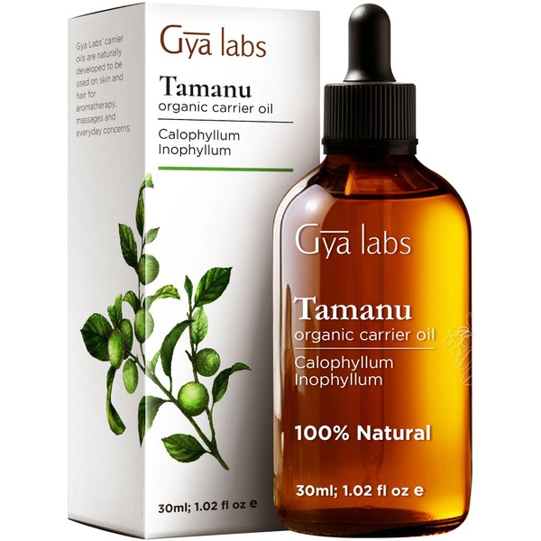 Gya Labs Organic Tamanu Oil For Skin, Face - 100% Natural Organic Cold Pressed Unrefined For Hair, Soothing & Renewing (1 fl oz)