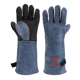 H HZXVOGEN Welding Gloves 16 Inches 932℉ Heat Fire Resistant BBQ Grill Glove for Arc TIG MIG Wood Stove Barking Oven Fireplace Welder Gloves, Free Size for Men Women