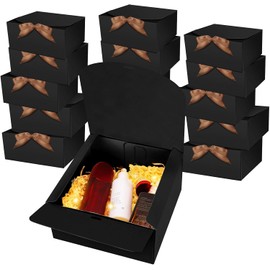 15 PCS Cajas de Regalo con Tapa, Caja de Regalo de Papel Kraft con Cinta, Caja de Propuesta de Dama de Honor para Boda, Embalaje, Regalo, Cumpleaños, Cupcake (negro, M(20 * 20 * 10cm))