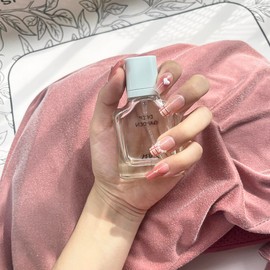 PIVHWIR Press On Nails, Semi-Transparent Press On Nails, Reusable Glitter Glossy Fake Nails, Stick On Nails, Short Fake Nails| 12 Sizes -29 Pcs Nail Kit with Nail Glue