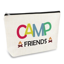 Camp Friends Girl Makeup Bag Camper Gifts Happy Camping Gift for Friends Sisters Cousins Bestie Camping Lover Gifts for Women Birthday Graduation Gift RV Cosmetic Bag Travel Toiletry Pouch