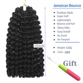 12Inch Jamaican Bounce Crochet Hair 3 Packs 2X Ringlet Wand Curl Crochet Hair Synthetic Curly Crochet Hair Extensions Medium Shoulder Length Long Crochet Braiding Hair 20 Roots