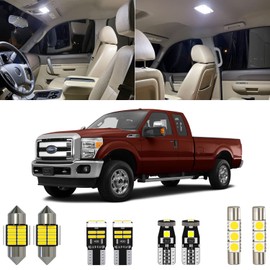 Xpismii 14 Piece 6000K White F250 F350 Interior LED Light Kit Package Replacement for 1999-2016 Ford F-250 F-350 Super Duty, with Placement Diagram and Install Tool