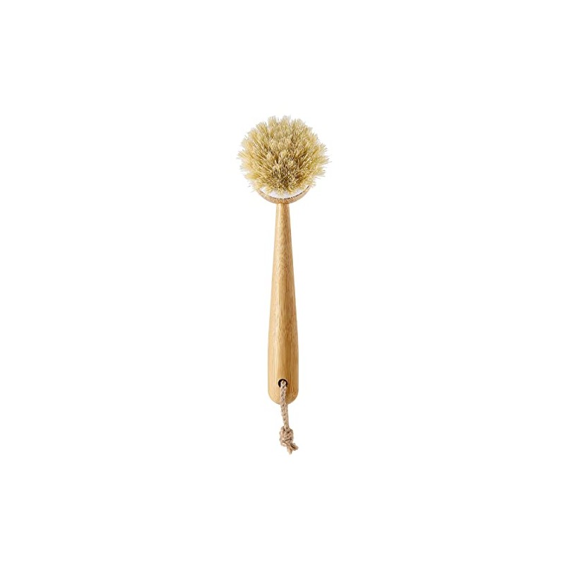 SUBEKYU Dish Brush with Handle, Natural Bamboo Dish Scrubber Brush,