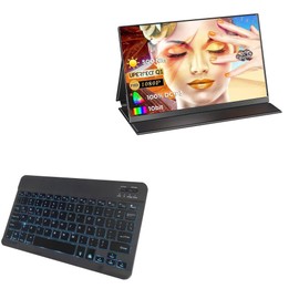 BoxWave Keyboard Compatible with UPERFECT QLED Portable Monitor N156N01 (15.6 in) - SlimKeys Bluetooth Keyboard - with Backlight, Portable Slim LED 7 Colors - Jet Black