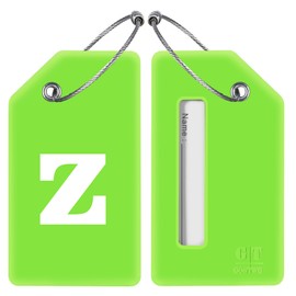 Initial Luggage Tag 2 Pack, Silicone Luggage Tags for Suitcases with Privacy Name ID Card and Metal Loops, Travel Bag Tags for Luggage (Z)