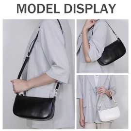 Y2K Shoulder Bag for Women PU Leather Handbag Classic Clutch Black Purses Small 90s Purse (Black - Silver Hardware)
