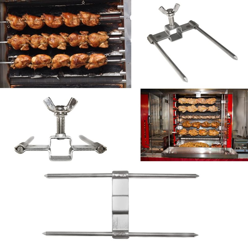 GOLDMAN SERVICE Steel Chicken Rotisserie Skewers Fork Utensil for Professional
