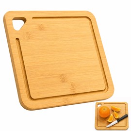 Square Bamboo Cutting Board with Juice Groove, Meat & Vegetable Prep
