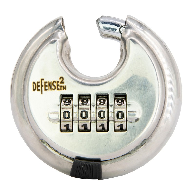 Defense2 Platinum Series Disc Lock, Durable Stainless Steel Combo Lock