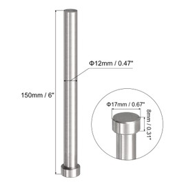 sourcing map Straight Ejector Pins, 12mm (15/32") Dia. 65Mn Steel Round Tip Punch 150mm (6") Long for Mechanical Maintenance