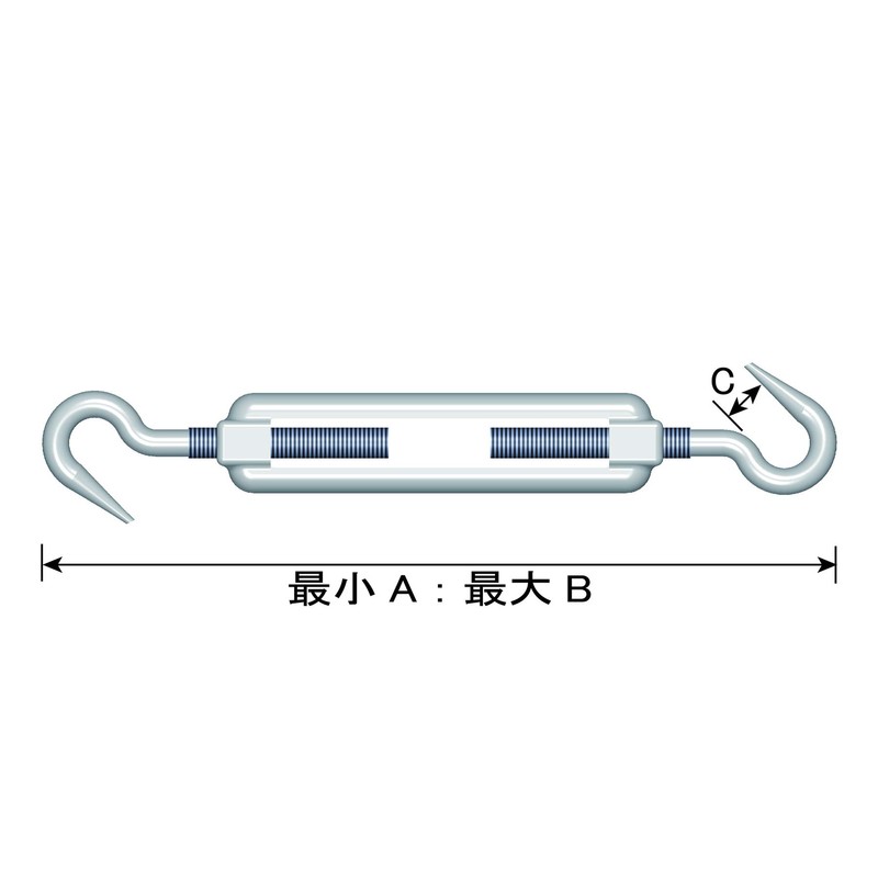 DAIDOHANT 10101902 Stainless Steel Turnbuckle Double Hook [M6] (A) 5.2