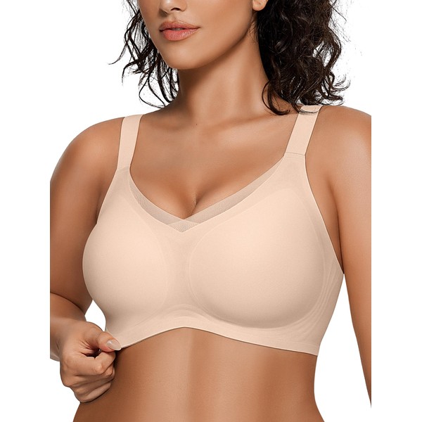 OEAK Womens Wireless Bras V Mesh Comfortable Bralette Supportive Tshirt