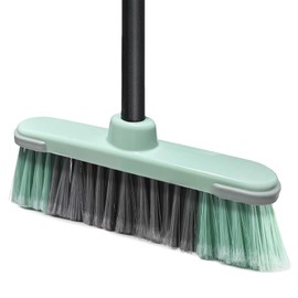 Indoor Broom Soft Bristle Brooms - Brooms for Sweeping Indoor Pet Hair, House Broom for Cleaning Hardwood, Tile, and Decking Surfaces Across.（Green）