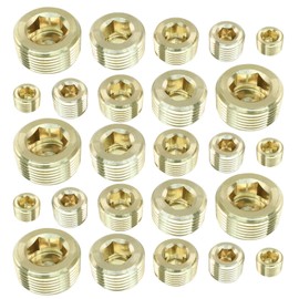 LVADUHF 25 PCS 1/8" 1/4" 3/8" 1/2" 3/4" NPT Brass Pipe Plug Fitting Brass Male Hex Thread Socket Pipe Plug