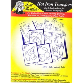 Baby Animal Quilt Aunt Martha's Hot Iron Embroidery Transfer