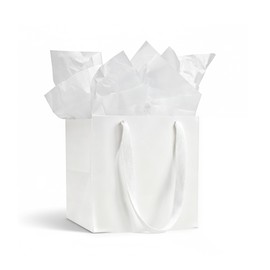 Aosric White Square Gift Bags with Tissue Paper, 4 Pack 6x6x6 Inch