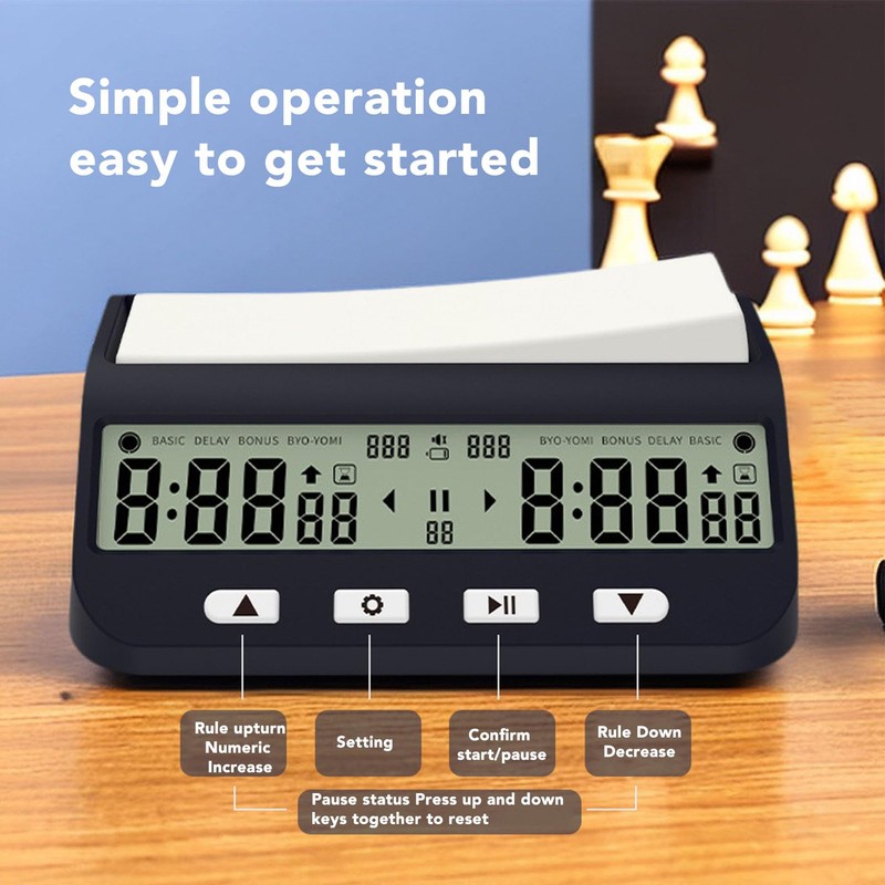 Chess Clock Digital Timer - Professional Tournament with Delay/Countdown, Portable