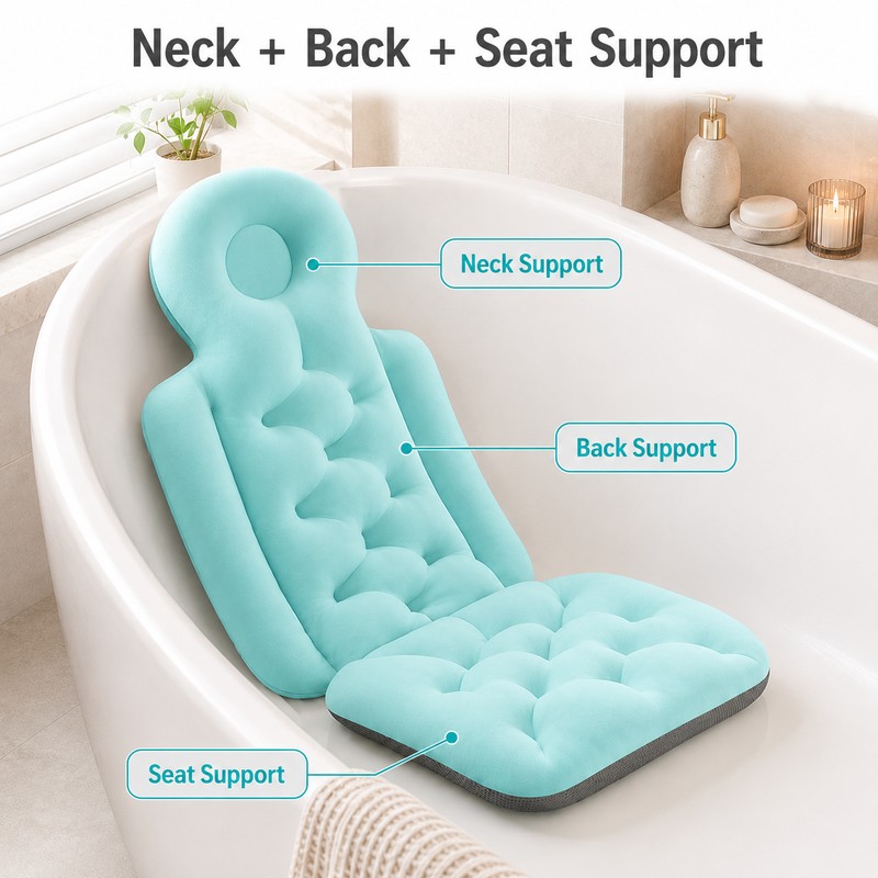 Full Body Bath Pillow for Neck and Back Support –