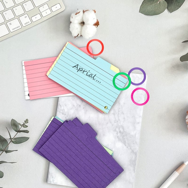 Tabbed Flash Cards 300Pcs Colourful Index Cards Revision Cards with