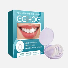 EELHOE Fake Teeth, 2 PCS Veneers Dentures Socket for Women and Men,,Nature and Comfortable Veneers to Regain Confident Smile.Caberi - Specification: 3pcs