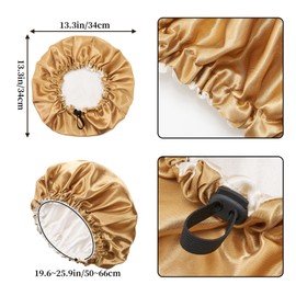 QIUTIMIY Satin Bonnet Sleep Cap, Adjustable for Curly Hair, Sleep Cap, Soft Head Cap with Elastic Band for Women and Girls, Gold and Beige