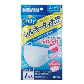 (Individual Packaging) Fitty Silky Touch Mask, Ear Rubber, Fluffy, 7 Pieces, Regular Size, White, Compatible with PM2.5