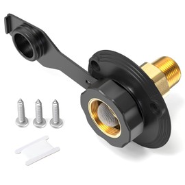 GASHER 1Pc RV City Water Inlet Connection with Lead-Free Brass Check Valve, Fresh Water Fill Flange for Camper