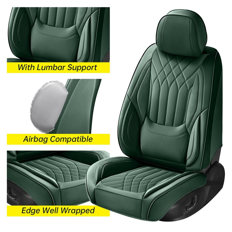 Green Car Seat Covers Full Set Universal 5-Seater Full Coverage