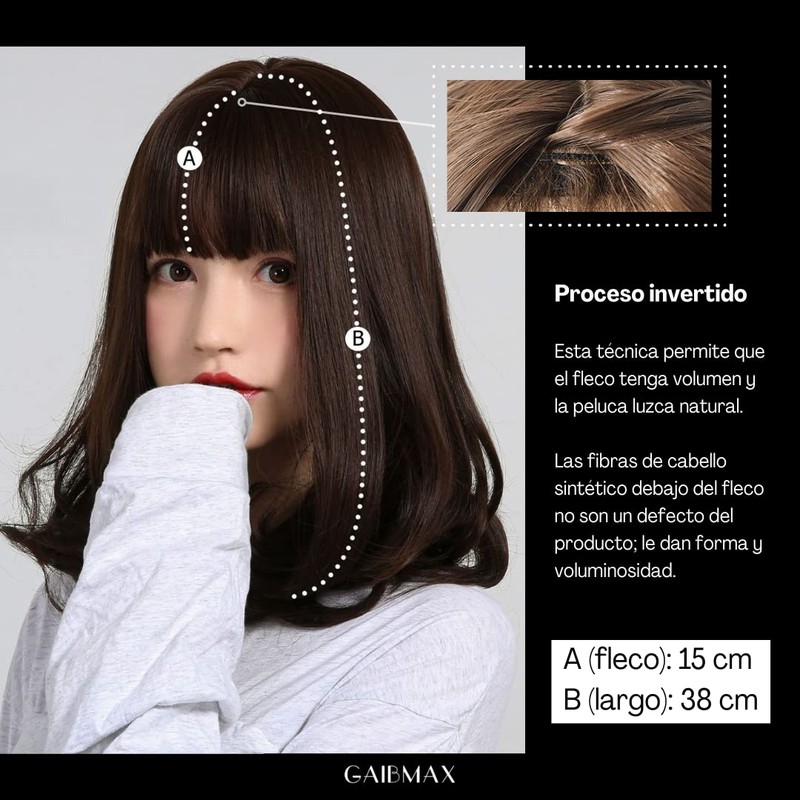 GAIBMAX - Pelucas para mujer cabello aspecto natural, peluca de