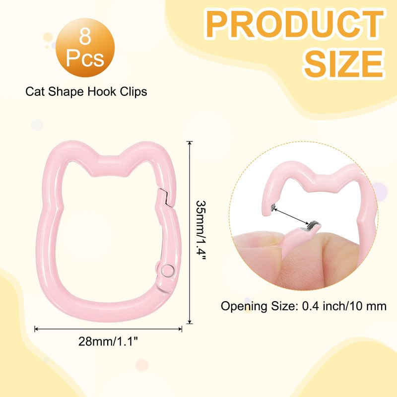 PATIKIL 8pcs Cute Cat Shape Spring Snap Hook Keychain Clip