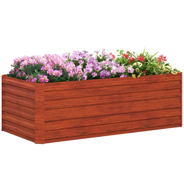 Outsunny Galvanized Raised Garden Bed Kit with Reinforcing Bars, Large