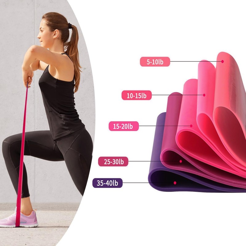 5-Piece Pilates Resistance Bands Set – Multi-Resistance Level Workout Bands