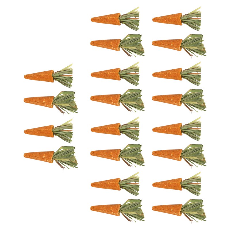 20pcs Carrot Shaped Hamster Toy Teeth Grinding Decorative Crude Fiber