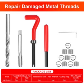 JMMRRR Thread Repair Kit M10 X 1.5mm, Metric Thread Repair Insert Kit Compatible Hand Tool Set for Damaged Thread and Auto Repairing