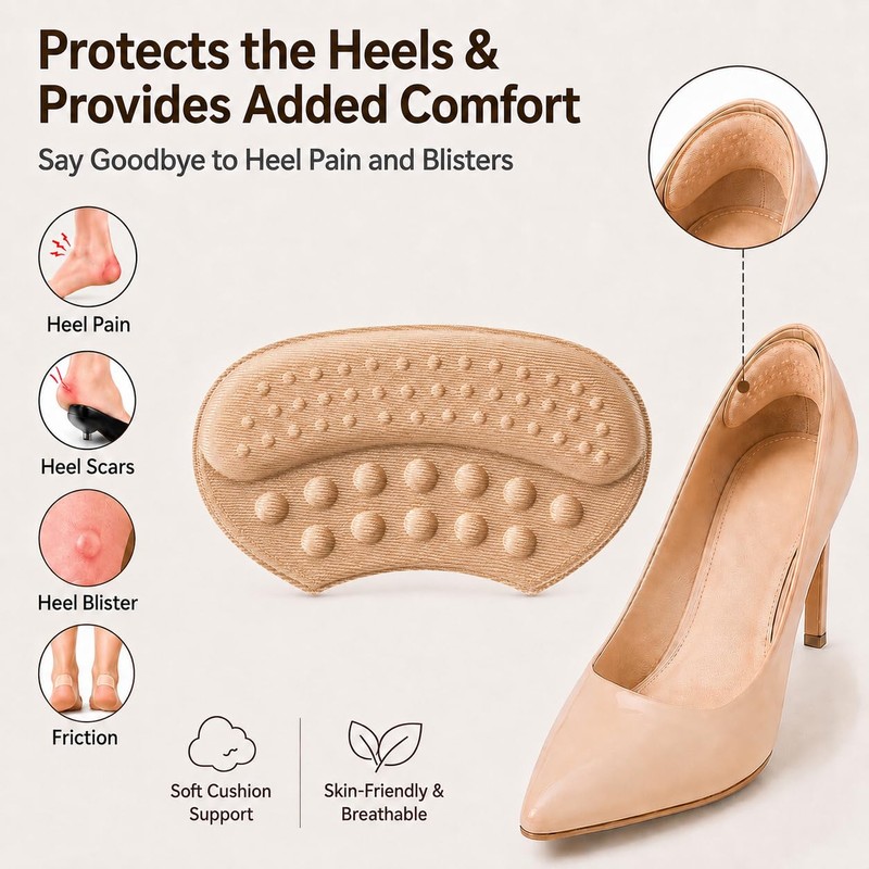 Heel Pads for Shoes, Cushion Grips Anti-Slip Shoe Inserts for